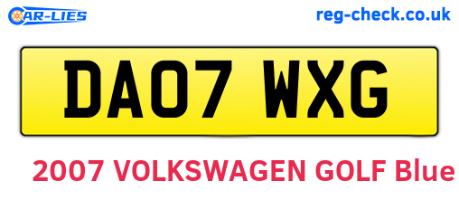 DA07WXG are the vehicle registration plates.
