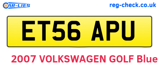 ET56APU are the vehicle registration plates.