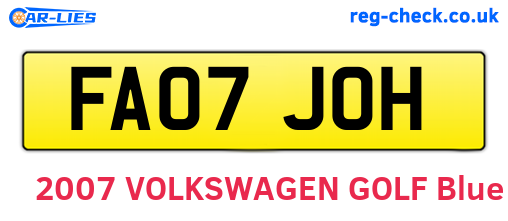 FA07JOH are the vehicle registration plates.