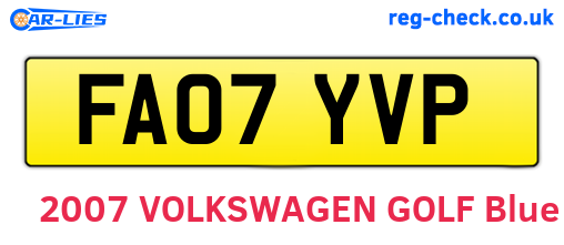 FA07YVP are the vehicle registration plates.