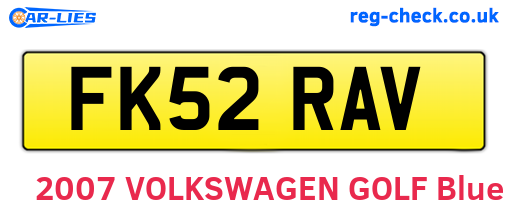 FK52RAV are the vehicle registration plates.