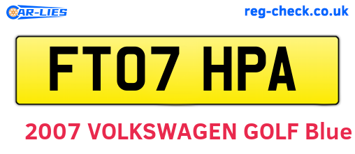FT07HPA are the vehicle registration plates.