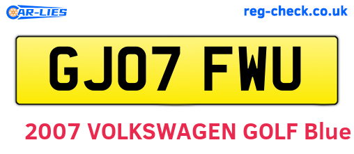 GJ07FWU are the vehicle registration plates.