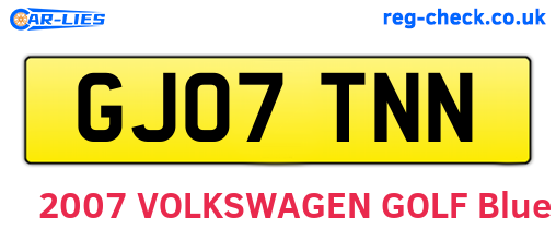 GJ07TNN are the vehicle registration plates.