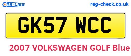 GK57WCC are the vehicle registration plates.