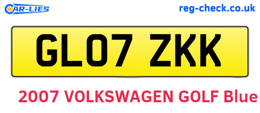 GL07ZKK are the vehicle registration plates.