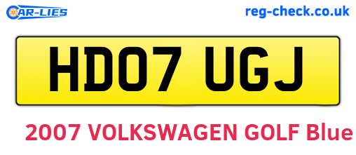 HD07UGJ are the vehicle registration plates.
