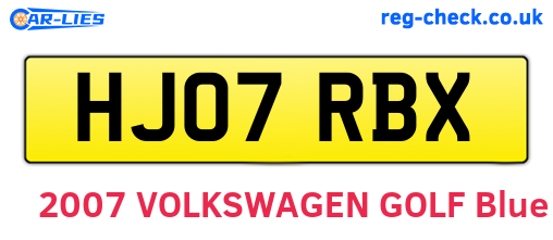HJ07RBX are the vehicle registration plates.