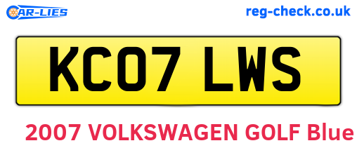 KC07LWS are the vehicle registration plates.