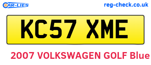 KC57XME are the vehicle registration plates.