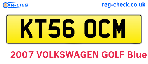 KT56OCM are the vehicle registration plates.