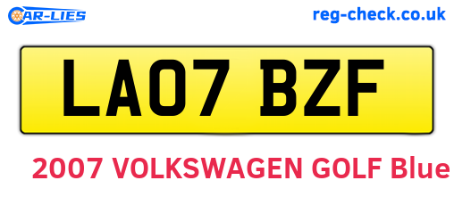 LA07BZF are the vehicle registration plates.