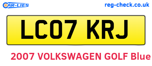 LC07KRJ are the vehicle registration plates.