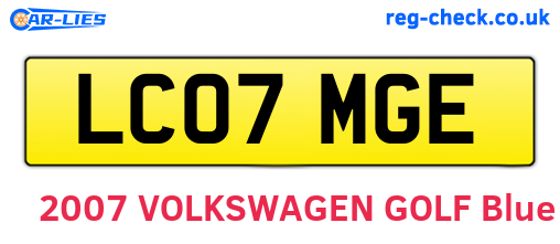 LC07MGE are the vehicle registration plates.