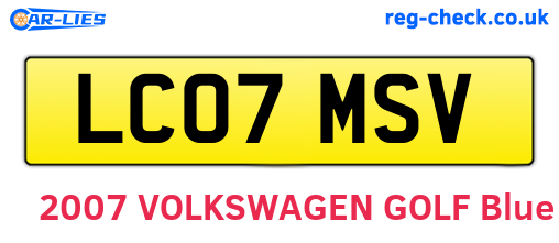 LC07MSV are the vehicle registration plates.