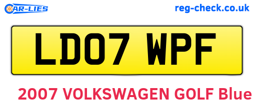 LD07WPF are the vehicle registration plates.