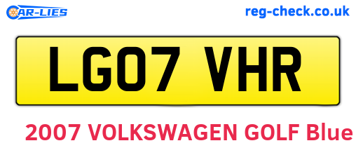 LG07VHR are the vehicle registration plates.