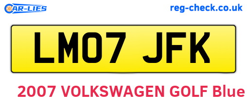 LM07JFK are the vehicle registration plates.