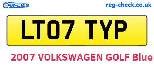 LT07TYP are the vehicle registration plates.