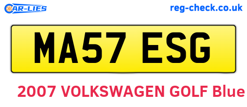 MA57ESG are the vehicle registration plates.