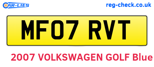 MF07RVT are the vehicle registration plates.