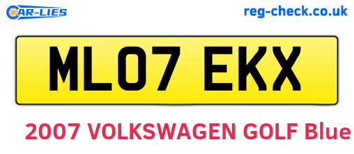 ML07EKX are the vehicle registration plates.