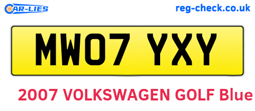 MW07YXY are the vehicle registration plates.