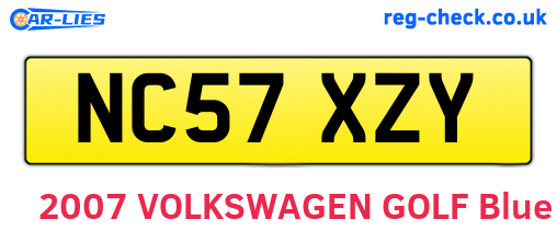 NC57XZY are the vehicle registration plates.