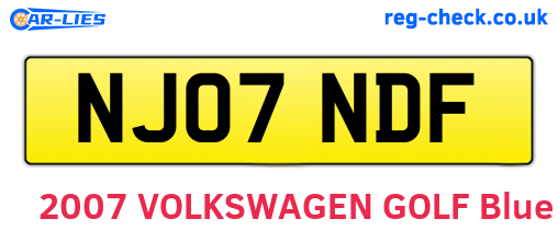 NJ07NDF are the vehicle registration plates.