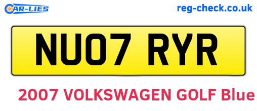 NU07RYR are the vehicle registration plates.
