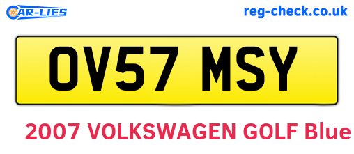 OV57MSY are the vehicle registration plates.