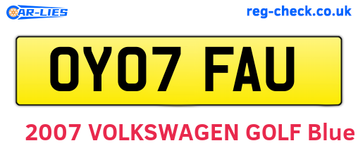 OY07FAU are the vehicle registration plates.