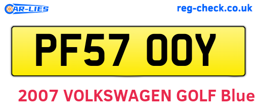 PF57OOY are the vehicle registration plates.
