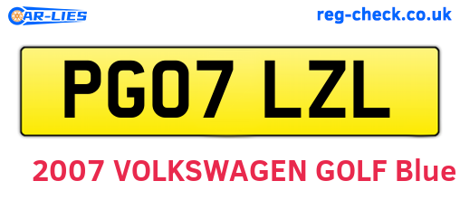 PG07LZL are the vehicle registration plates.