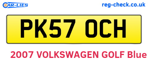 PK57OCH are the vehicle registration plates.