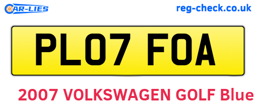 PL07FOA are the vehicle registration plates.