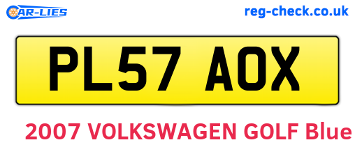 PL57AOX are the vehicle registration plates.