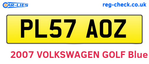 PL57AOZ are the vehicle registration plates.