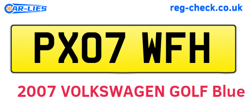 PX07WFH are the vehicle registration plates.