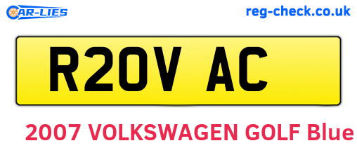 R20VAC are the vehicle registration plates.