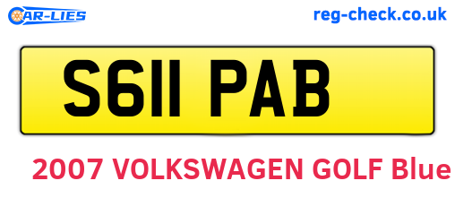 S611PAB are the vehicle registration plates.