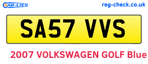 SA57VVS are the vehicle registration plates.