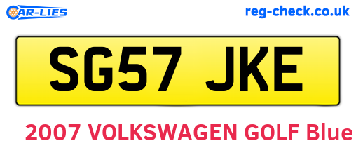 SG57JKE are the vehicle registration plates.