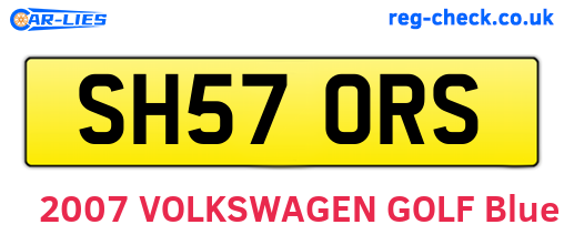 SH57ORS are the vehicle registration plates.