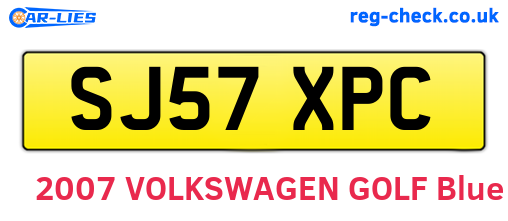 SJ57XPC are the vehicle registration plates.