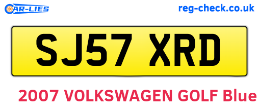 SJ57XRD are the vehicle registration plates.