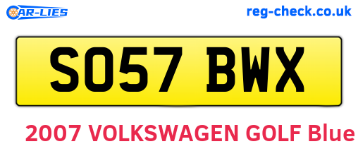 SO57BWX are the vehicle registration plates.