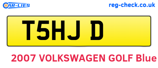T5HJD are the vehicle registration plates.