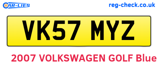 VK57MYZ are the vehicle registration plates.