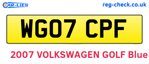 WG07CPF are the vehicle registration plates.